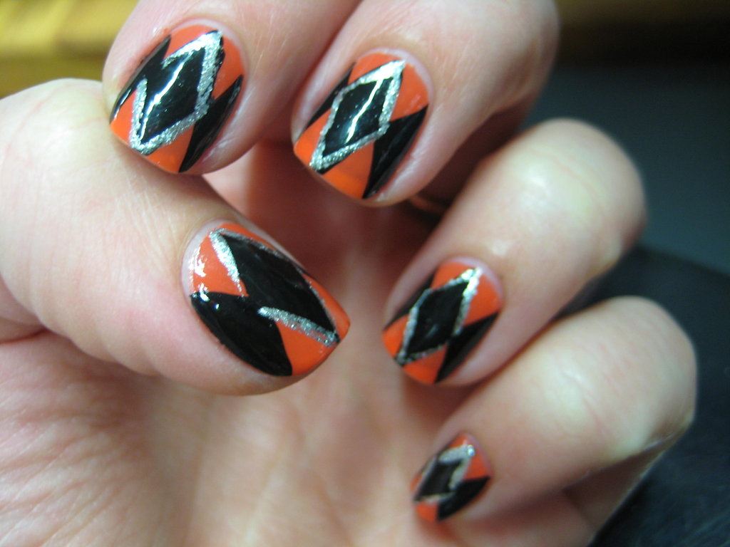 orange and silver and black