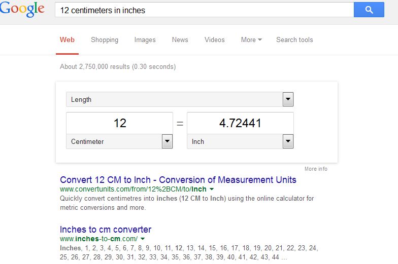 calculations google search