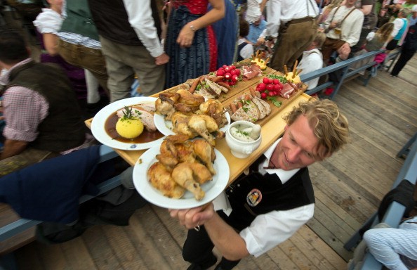 waiter serving food