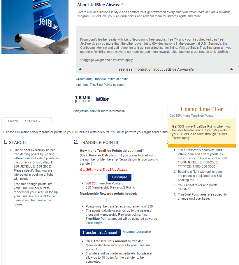 American Express TrueBlue Point Bonus