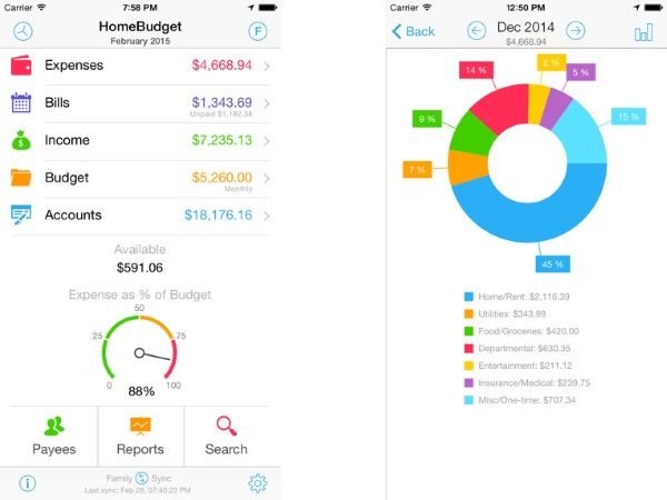 home budget with sync