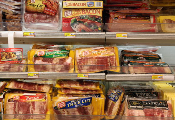 packs of bacon in the store