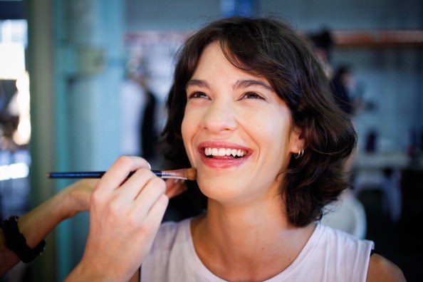 happy woman getting ready for the day