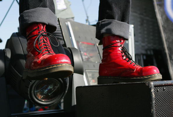 shiny red boots