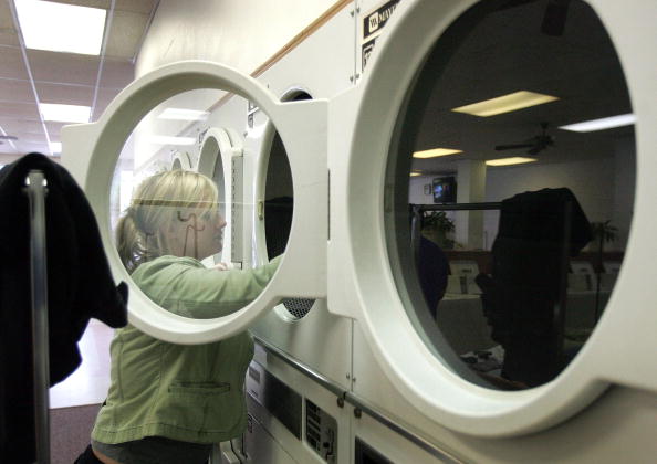 woman doing laundry