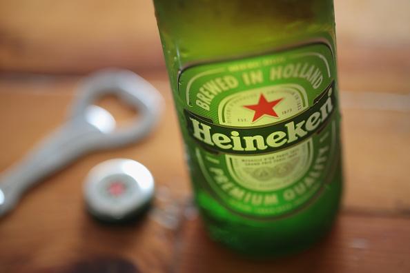 glass bottle of Heineken beer