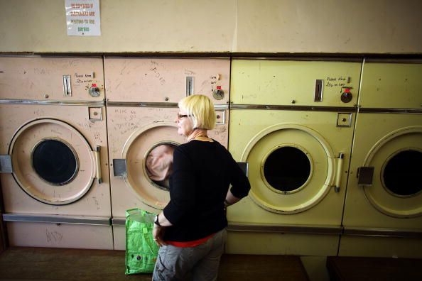 woman waiting on laundry