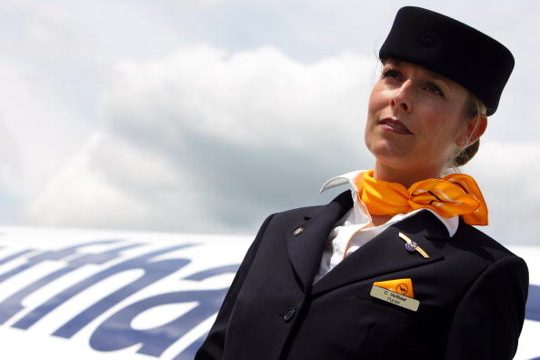 flight attendant outside of plane