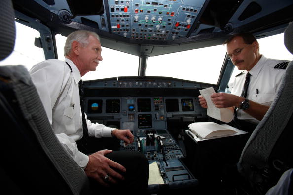 pilots sitting in plane