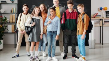 Smiling Students with Their Teacher
