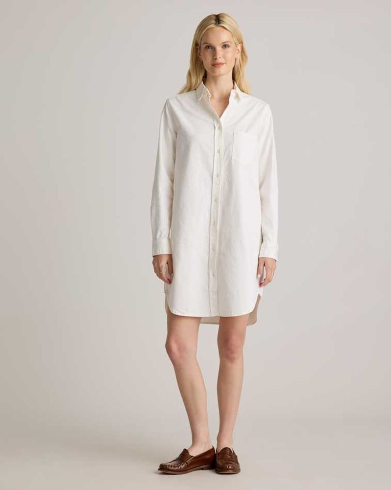 Best budget: Quince Distressed Denim Shirt Dress ($49.90)