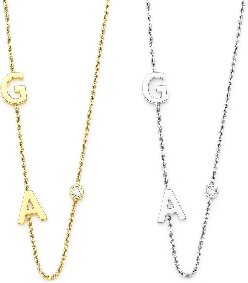 Jewee Diamond Custom 14K Gold Initial Necklace