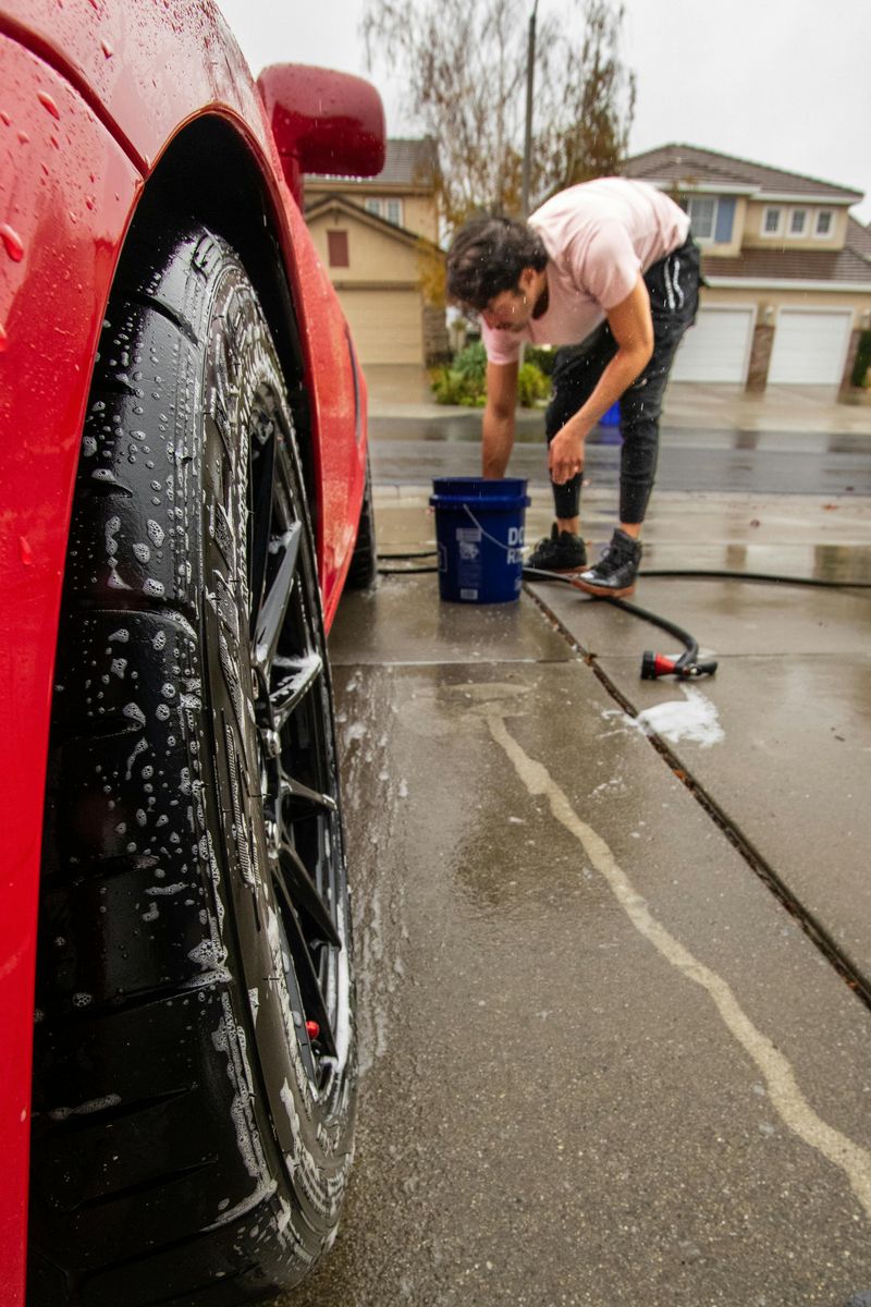Washing the Family Car in the Driveway