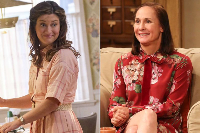 Zoe Perry and Laurie Metcalf in Young Sheldon and The Big Bang Theory