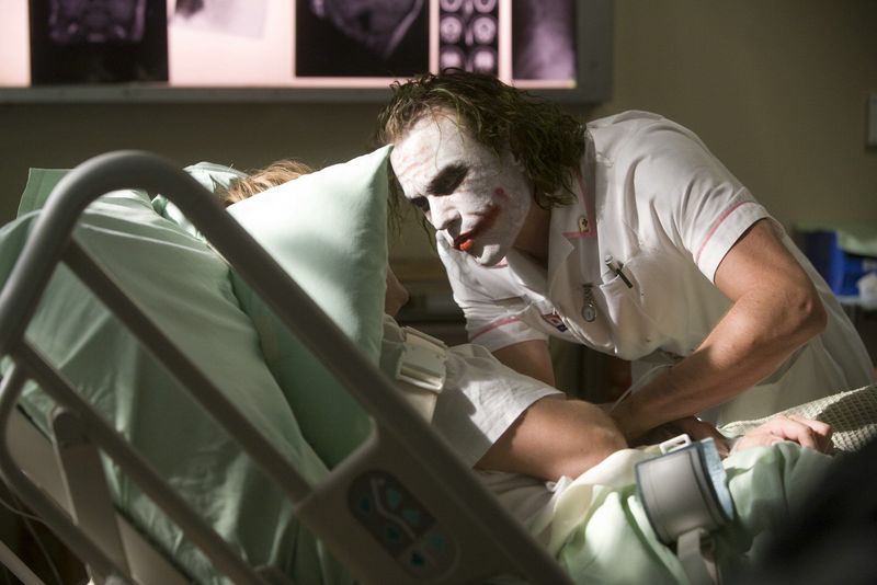 Heath Ledger Slamming the Hospital Door in The Dark Knight (2008)